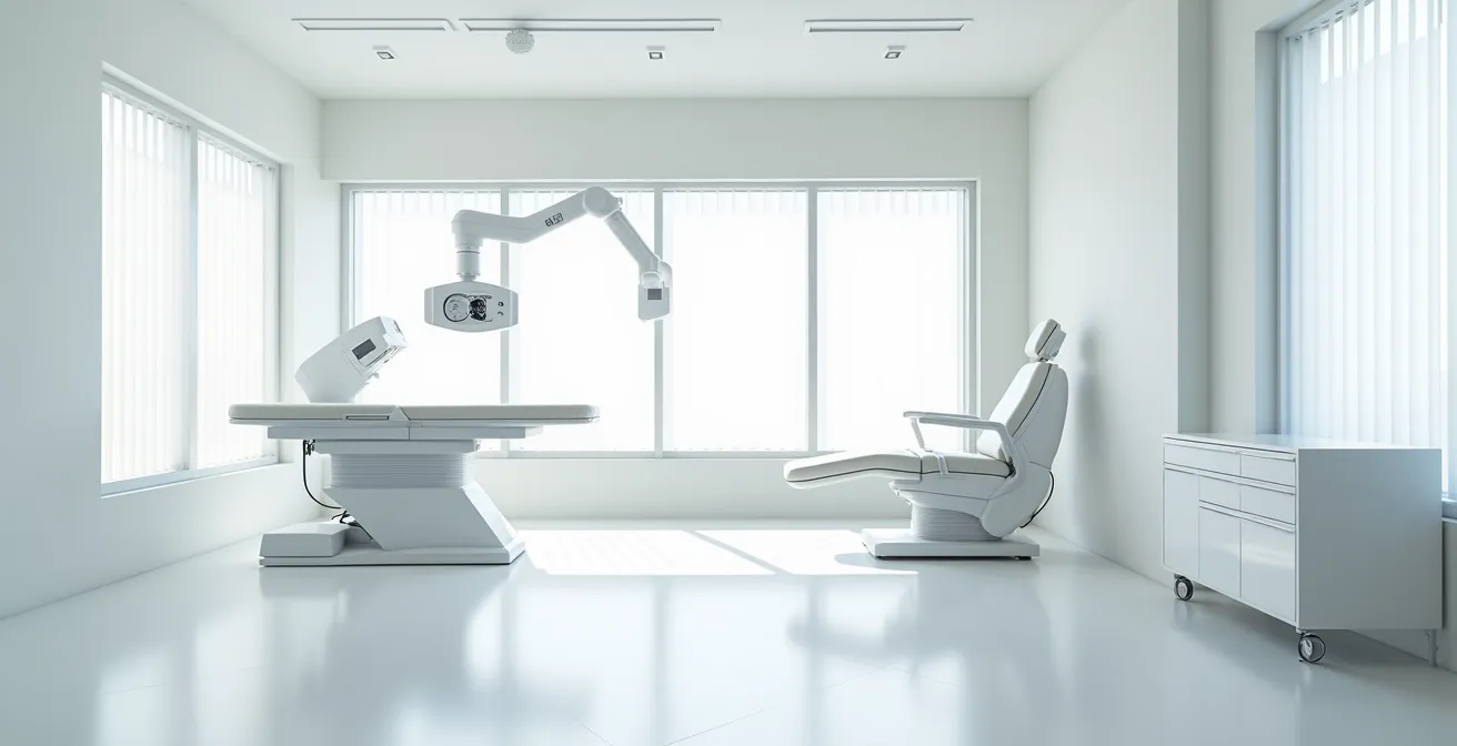 Vue d'ensemble d'un centre médical spécialisé en détatouage avec équipements de pointe